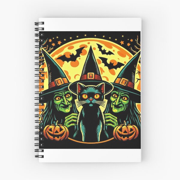 Artikelvorschau, Bezaubernde Hexen mit schwarzer Katze und Kürbissen - Halloween Vibes entworfen und verkauft von Anastasiia Lang.