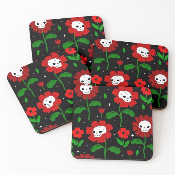 Item preview, halloween floral skull flowers red  designed and sold by Gossip Rag.