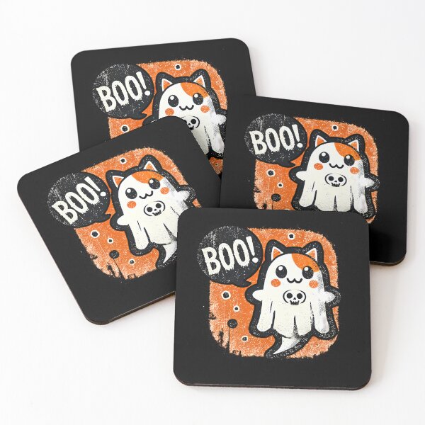 Item preview, Funny Halloween Cat Ghost saying Boo  designed and sold by Logiamerch.