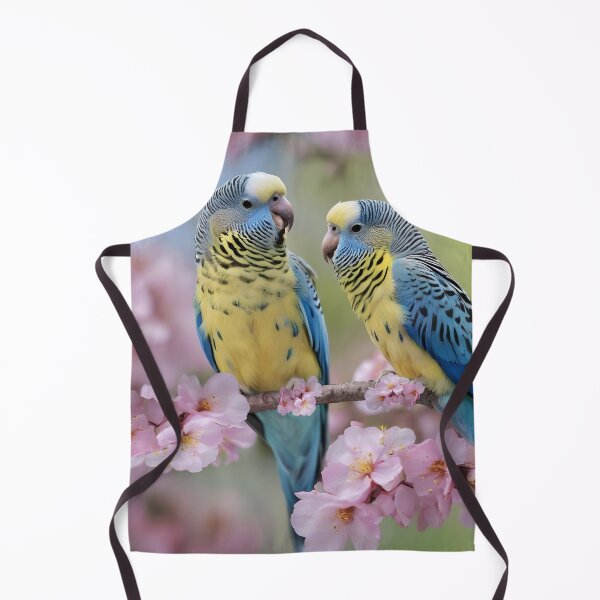 Item preview, "Spring Serenade: Blue and Yellow Budgies in Bloom" designed and sold by A-Work-Of-Art.