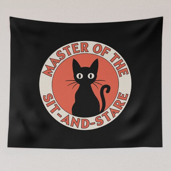 Item preview, "Master of the sit-and-stare" / Black cat staring straight into your soul  designed and sold by LostForSpace.