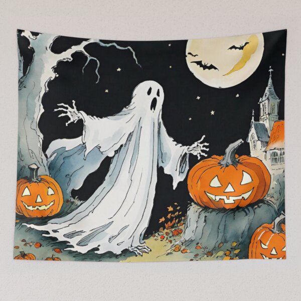 Item preview, Mysterious Halloween Ghost in a Haunted Scene designed and sold by GrizzlyCollective.