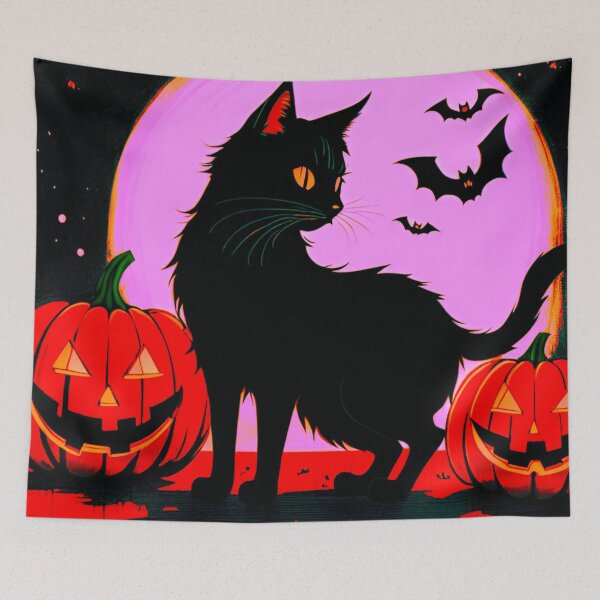 Item preview, Black Cat, Glowing Pumpkin: Halloween Magic designed and sold by GrizzlyCollective.
