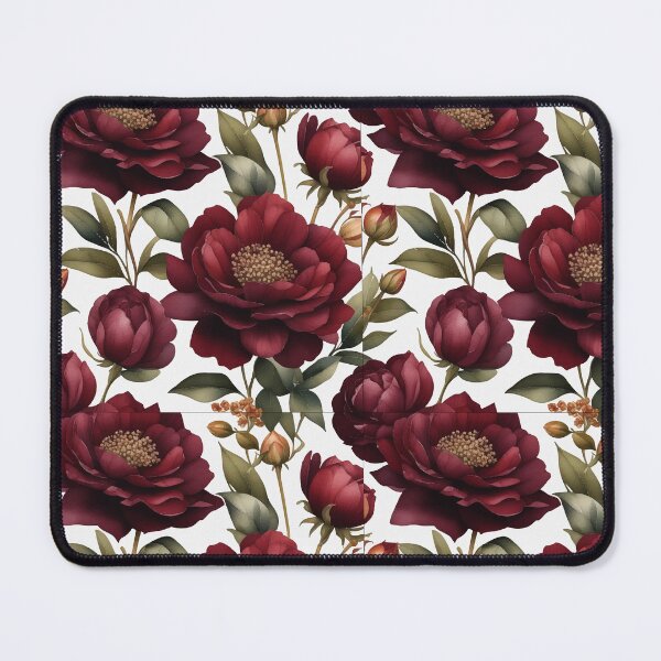 Item preview, FLORAL AND TROPICAL PATTERN O34 - Gift items and personal use / Peonies, Bouquet, Leaves, Maroon, Flowers, Burgundy, Nude, Ornamented, Vector, Art designed and sold by LumDesignArt.