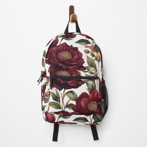 Item preview, FLORAL AND TROPICAL PATTERN O34 - Gift items and personal use / Peonies, Bouquet, Leaves, Maroon, Flowers, Burgundy, Nude, Ornamented, Vector, Art designed and sold by LumDesignArt.