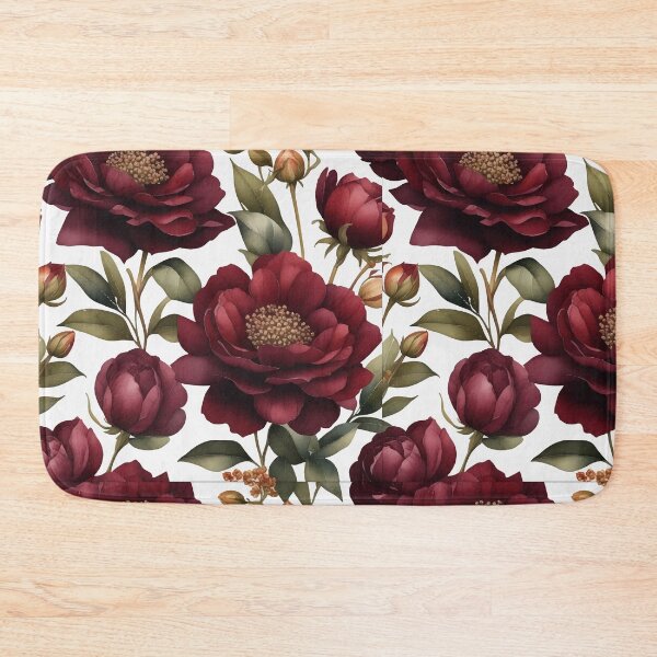 Item preview, FLORAL AND TROPICAL PATTERN O34 - Gift items and personal use / Peonies, Bouquet, Leaves, Maroon, Flowers, Burgundy, Nude, Ornamented, Vector, Art designed and sold by LumDesignArt.