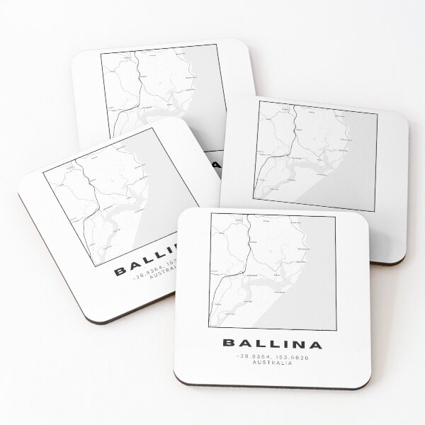 Item preview, Ballina Coordinates Map Print | Minimalist Black and White Art designed and sold by RM-Journey.
