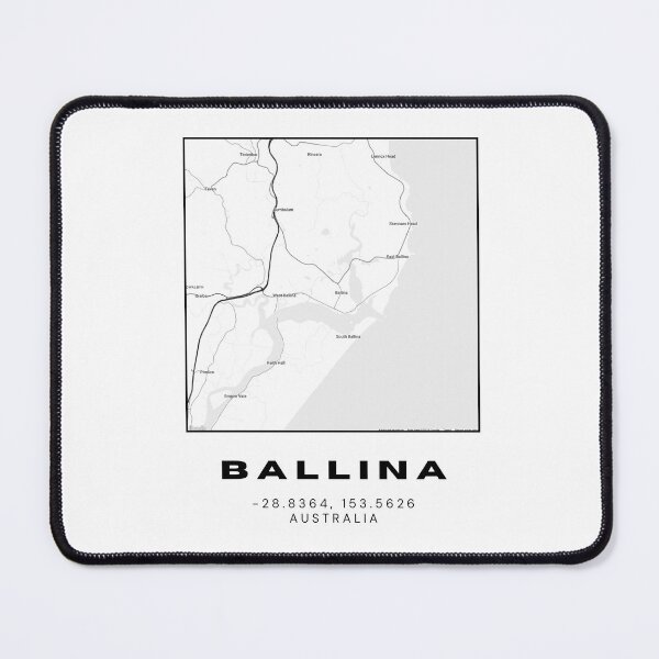 Item preview, Ballina Coordinates Map Print | Minimalist Black and White Art designed and sold by RM-Journey.
