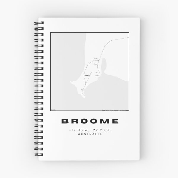 Item preview, Minimalist Broome Map Art | Black and White Coordinates Print designed and sold by RM-Journey.