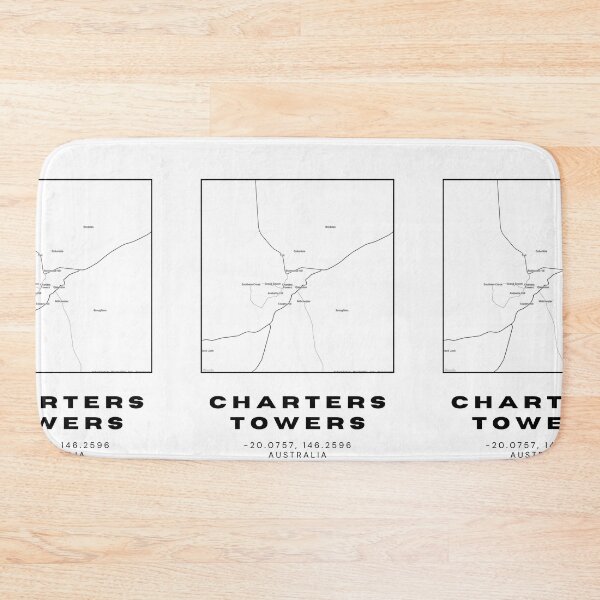 Item preview, Minimalist Charters Towers Map Art | Black and White Coordinates Print designed and sold by RM-Journey.