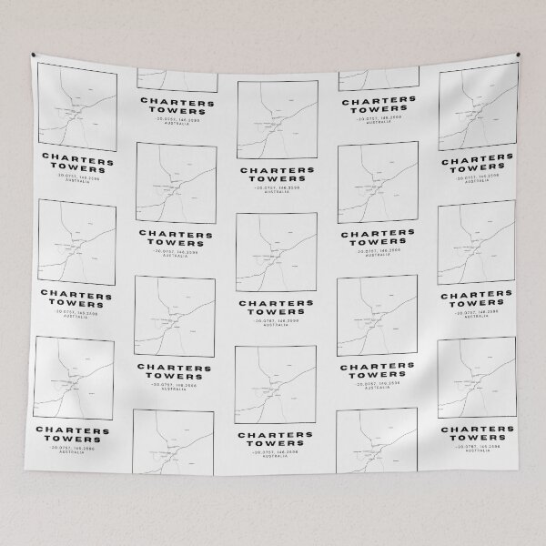 Item preview, Minimalist Charters Towers Map Art | Black and White Coordinates Print designed and sold by RM-Journey.