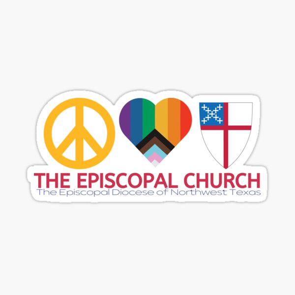 Item preview, Peace, Love, Episcopal Church designed and sold by Canterbury Episcopal Campus Ministry at Texas Tech University .