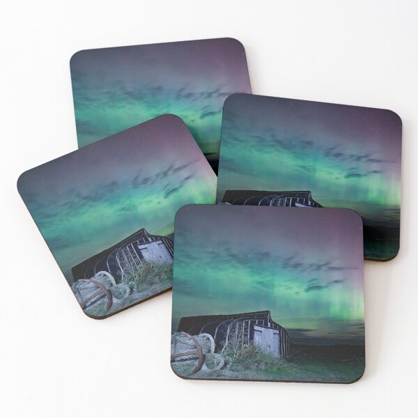 Item preview, Lindisfarne Boat Shed under the Northern Lights designed and sold by RedGrouse.
