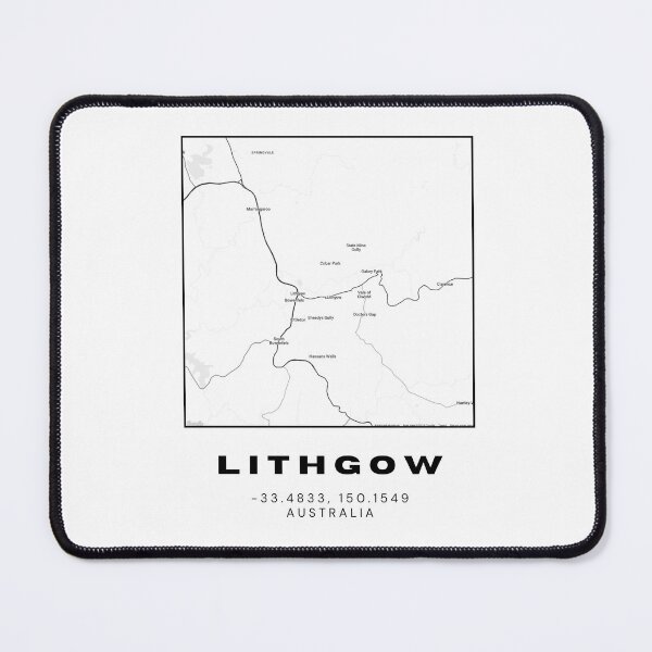 Item preview, Minimalist Lithgow Map Art | Black and White Coordinates Print designed and sold by RM-Journey.