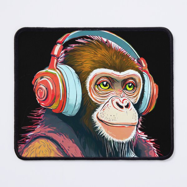 Item preview, Hipster Monkey Wearing Headphones designed and sold by Feral Confetti.