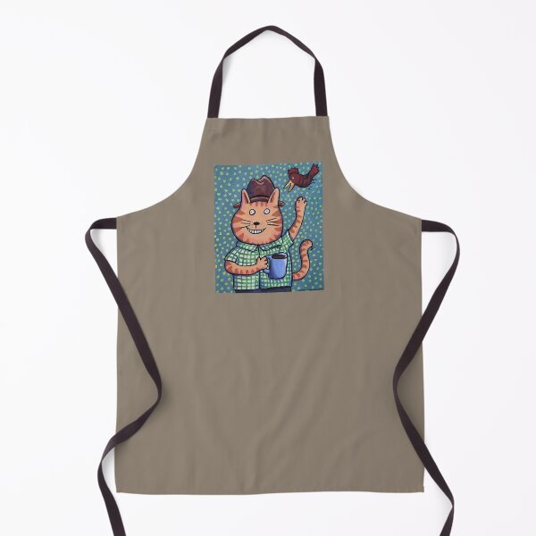 Item preview, Cat with coffee and plaid shirt designed and sold by BonnieCreative.