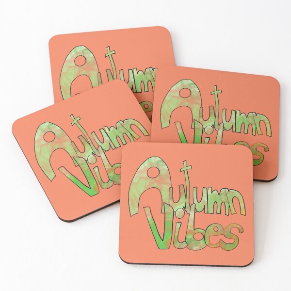 Item preview, Handwritten inscription "Autumn Vibes" in autumn style. Black outline, warm colors: green, orange. designed and sold by My-fake-places.