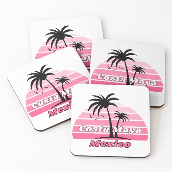 Item preview, Retro Cool Costa Maya Beach Mexico Palm Tree at Sunset Souvenirs designed and sold by karmdaf.