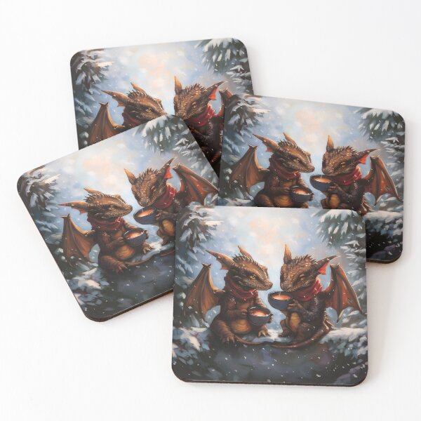 Item preview, Cozy Dragons' Winter Tea Time designed and sold by Playing In Mud.