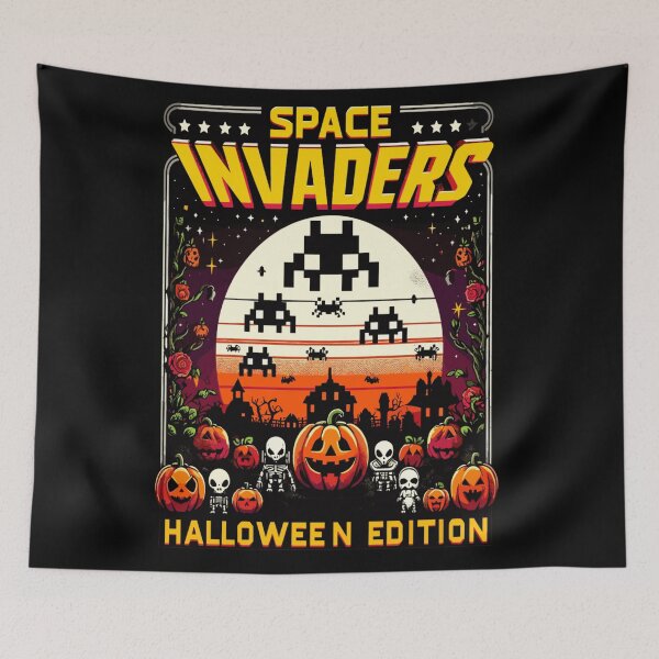 Item preview, Juegos retro de Halloween de Space Invaders designed and sold by KitonicTees.