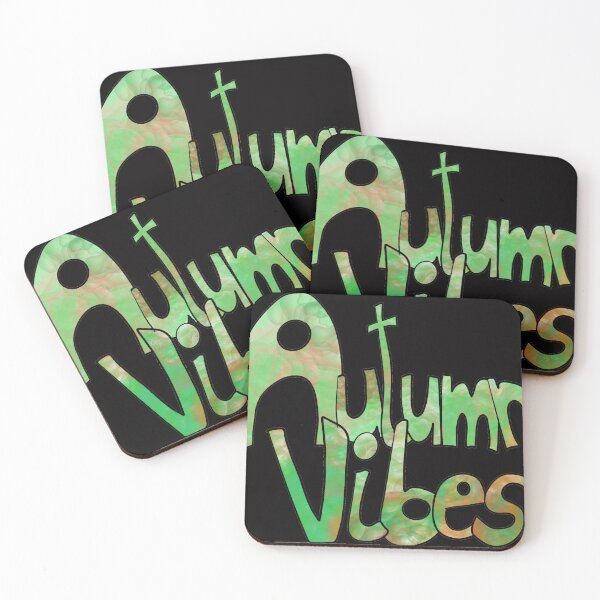 Item preview, Handwritten inscription "Autumn Vibes" in autumn style. Black outline, warm colors: celadon green, orange. designed and sold by My-fake-places.