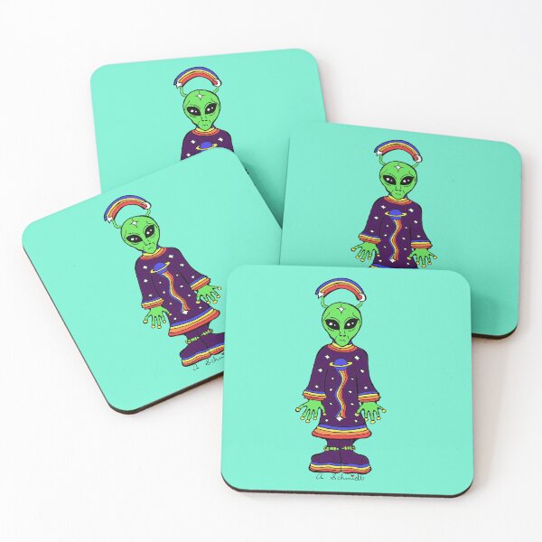 Item preview, Alien in Retro Inspired Rainbow Celestial Cosmic Outfit Original Illustration Art designed and sold by Intergalactic Unicorn: Art by Anna Schmidt.