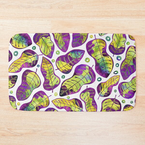 Item preview, Purple and Green Watercolor Hand Drawn Tropical Leaves Pattern designed and sold by schorrnuff.