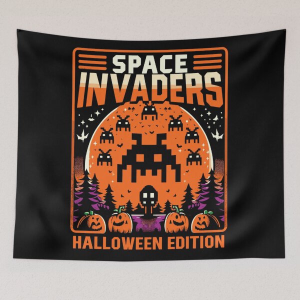 Item preview, Juegos retro de Halloween de Space Invaders designed and sold by KitonicTees.