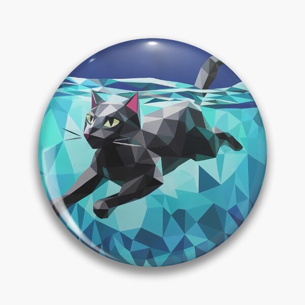 Item preview, Swimmer Cat Abstract Kitty Swimming Low Poly designed and sold by wowwowmeow.