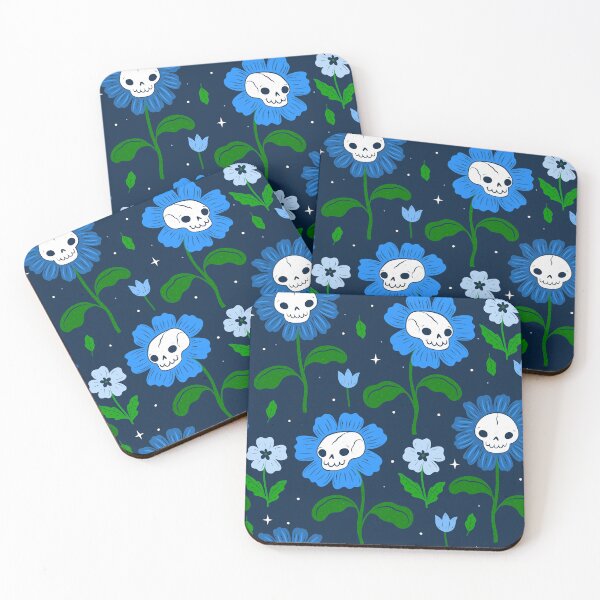 Item preview, halloween floral skull flowers blue designed and sold by Gossip Rag.