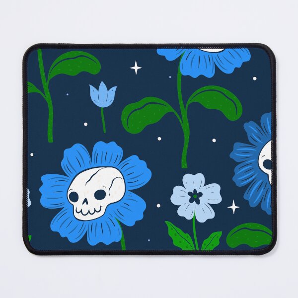 Item preview, halloween floral skull flowers blue designed and sold by Gossip Rag.