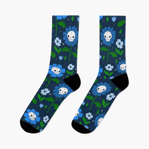 Item preview, halloween floral skull flowers blue designed and sold by Gossip Rag.