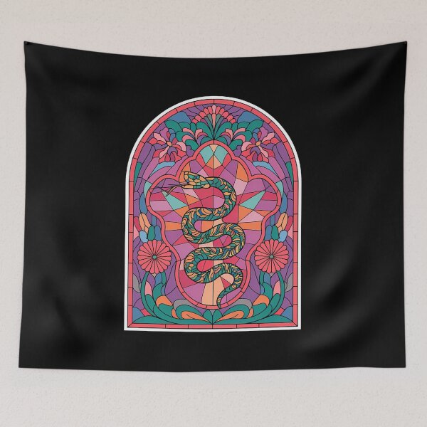 Item preview, Stainglass Snake Retro Gothic Portal designed and sold by VitrauxNoirs.