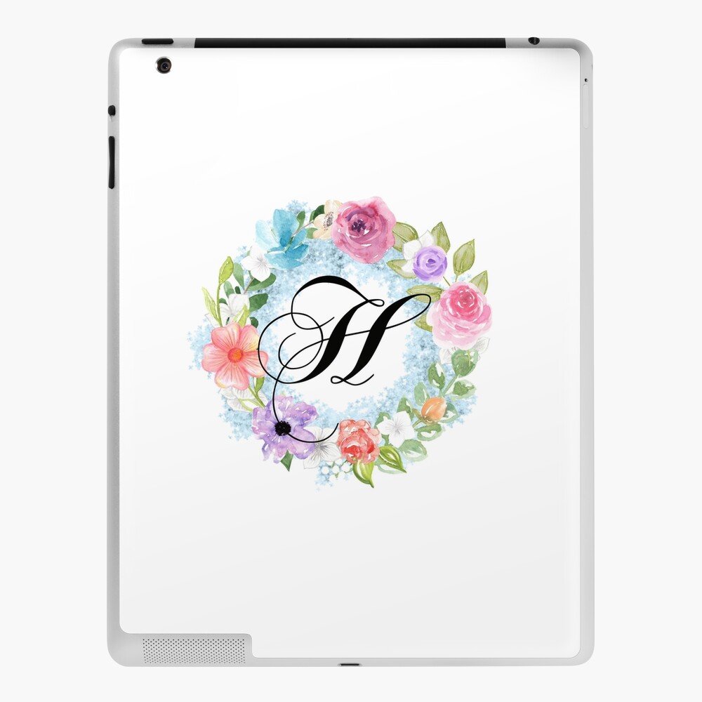 Watercolor Floral Wreath Monogram Letter M iPad Case & Skin for Sale by  Grafixmom