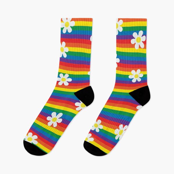 Item preview, Rainbow Stripes with Daisies designed and sold by ColorZoo.