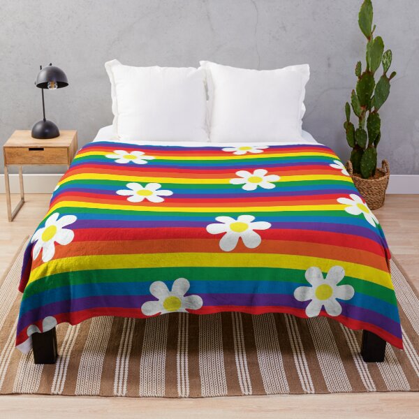 Item preview, Rainbow Stripes with Daisies designed and sold by ColorZoo.