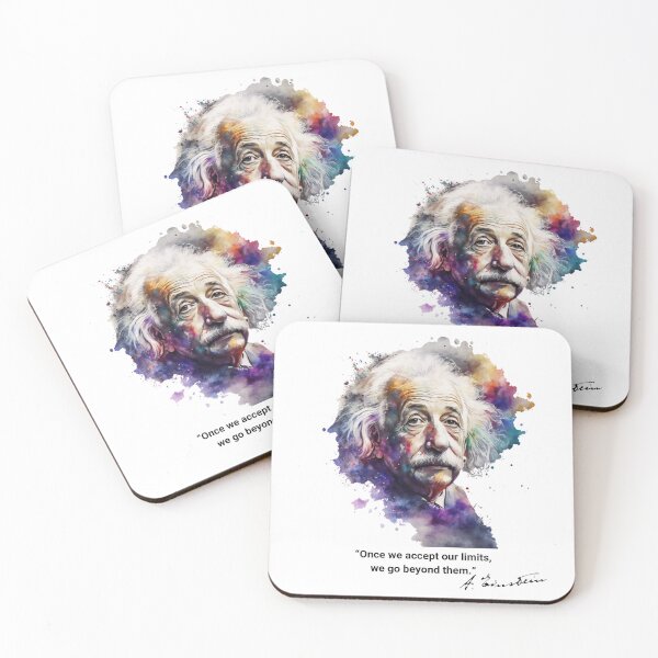 Item preview, Albert Einstein Watercolor | Inspirational Quote on Limits in Rainbow Colors designed and sold by NiobesSkein.