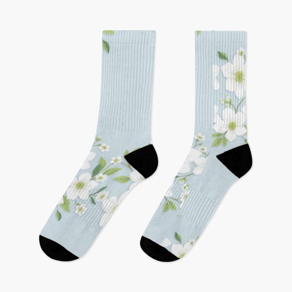 Item preview, Photorealistic Horizontal Floral Pattern in Periwinkle Blue with White Flowers and Green Accents designed and sold by hjian8219.