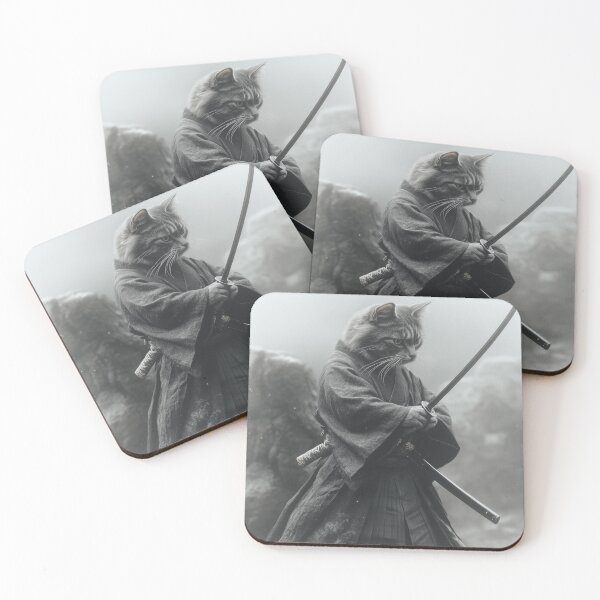 Item preview, Grey Samurai Cat - Japanese Feline Art designed and sold by pixal-shop.