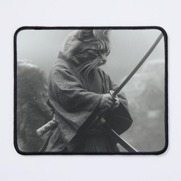 Item preview, Grey Samurai Cat - Japanese Feline Art designed and sold by pixal-shop.