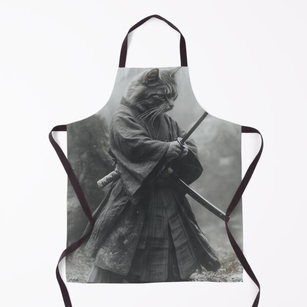 Item preview, Grey Samurai Cat - Japanese Feline Art designed and sold by pixal-shop.