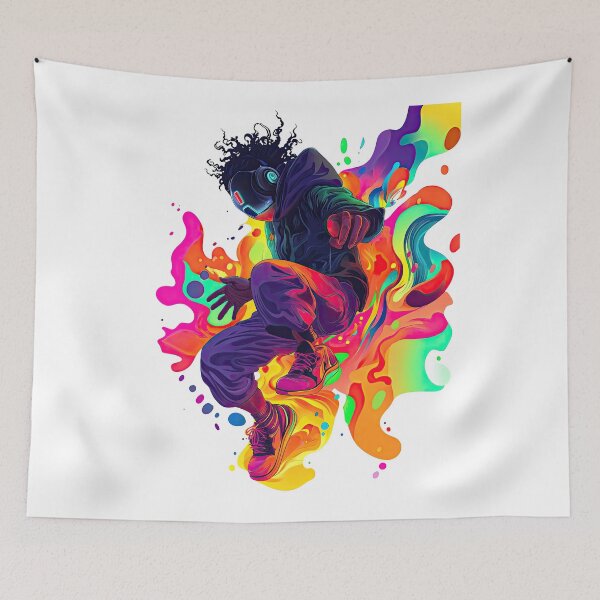 Item preview, Dynamic anime character in neon colors with playful expressions and abstract shapes. designed and sold by Jasava Shop.