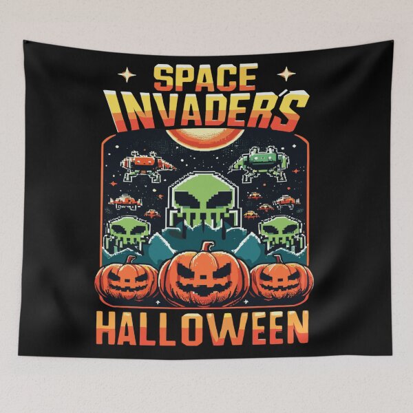 Item preview, Juegos retro de Halloween de Space Invaders designed and sold by KitonicTees.