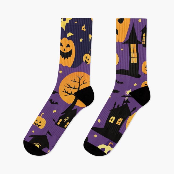 Item preview, HALLOWEEN PATTERN 04 / Gift items and personal use / Halloween, Skull, Pumpkin, Bat, Spider, Spooky, Scary, Funny, Horror, Purple, Yellow,  Dark, Vector, Art designed and sold by LumDesignArt.