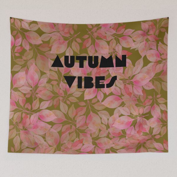 Item preview,  "Autumn Vibes" inscription in autumn style. Black ,  khaki , pink. designed and sold by My-fake-places.