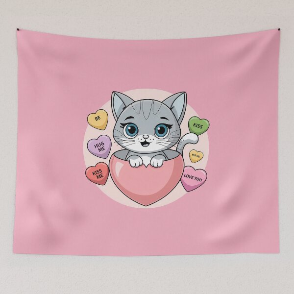 Item preview, Cute Cat Love Hearts Valentine's Graphic designed and sold by IT-Express.