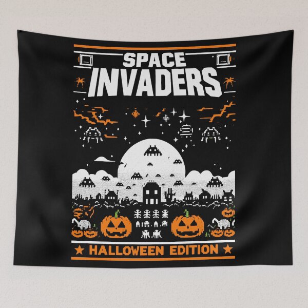 Item preview, Juegos retro de Halloween de Space Invaders designed and sold by KitonicTees.