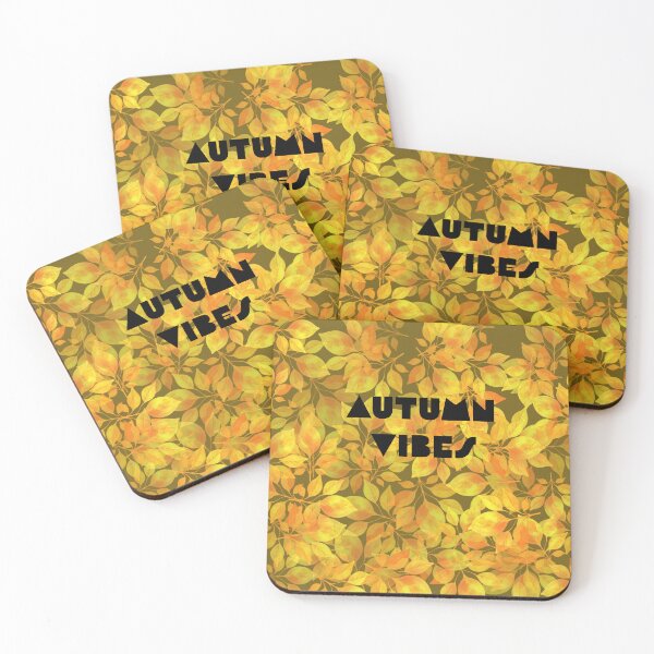 Item preview,  "Autumn Vibes" inscription in autumn style. Black ,khaki, orange. designed and sold by My-fake-places.