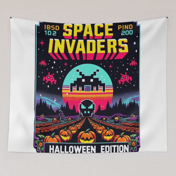 Item preview, Juegos retro de Halloween de Space Invaders designed and sold by KitonicTees.