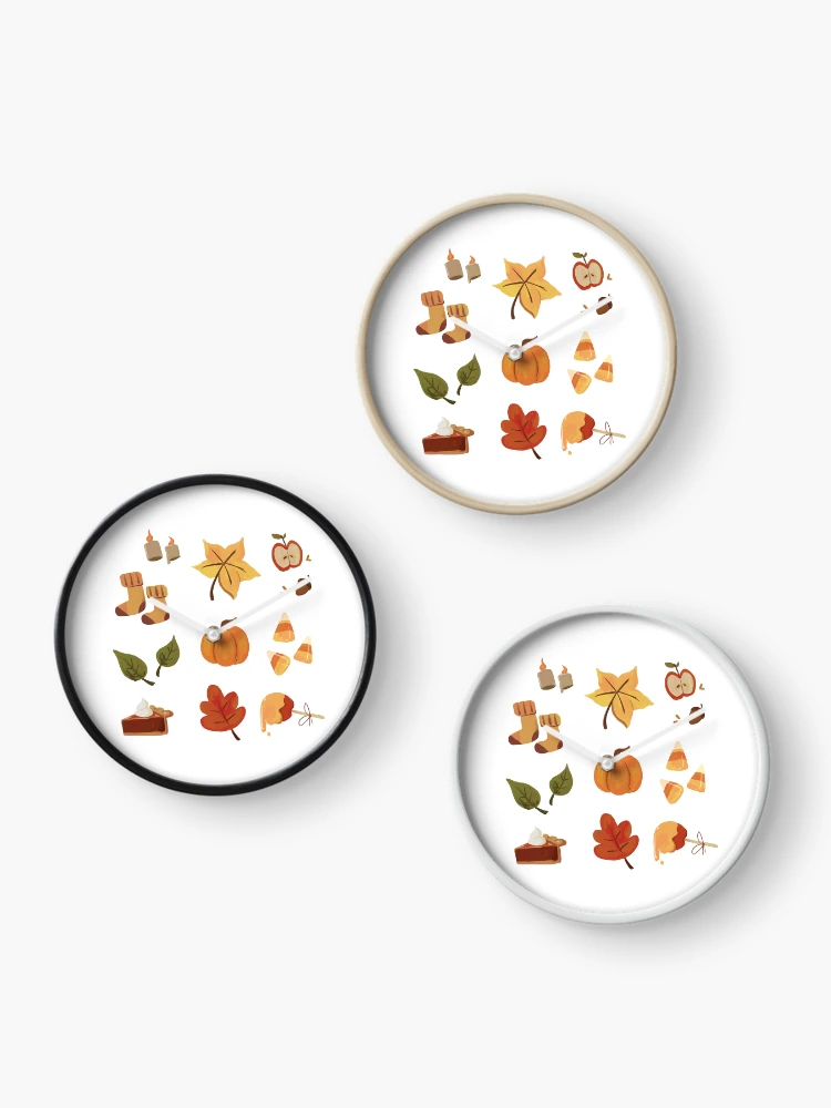 Thumbnail 3 of 4, Clock, Cozy Autumn Pattern designed and sold by Rojasole.